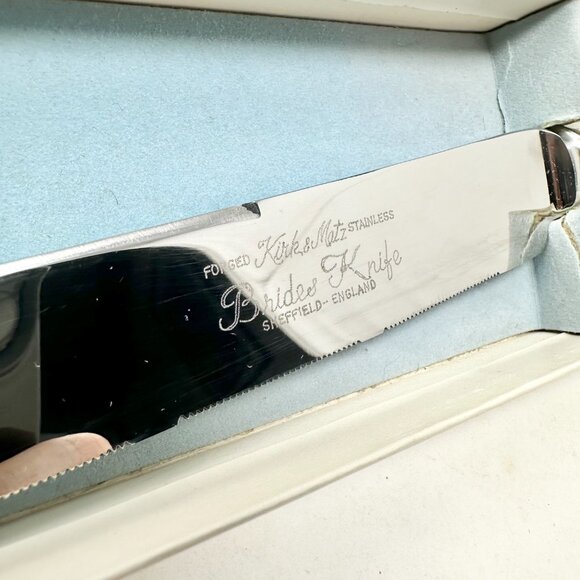 Vintage Pearl Handled Bride’s Cake Knife Sheffield Kirk & Matz Cutlery In Box - Picture 3 of 10